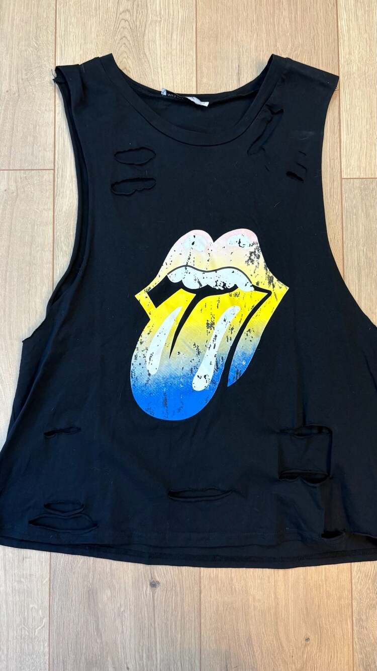 Misslook Distressed Tank Top Size L Black Sleeveless